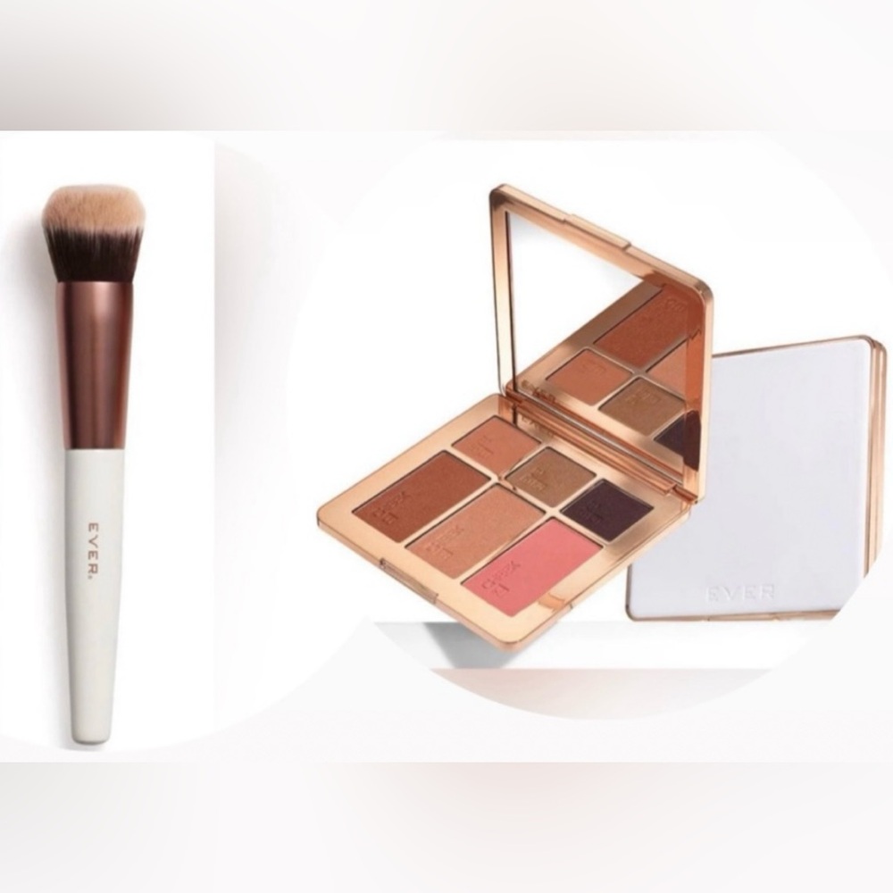 Ever Beauty Bundle! ‘Out the Door’ Cheek & Eye Pallette W/ Makeup Brush - NWT